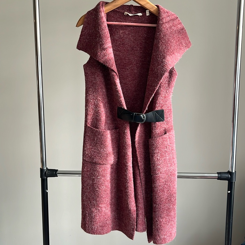 Soft Surroundings Solange Long Belted Sleeveless Sweater Size S